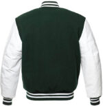 Dark Green Letterman Varsity Baseball Wool Jacket