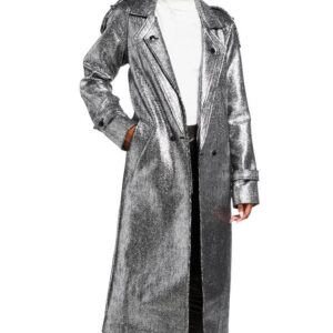 Dynasty S03 Fallon Carrington Silver Metallic Coat