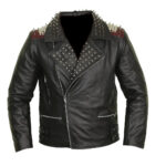 Edgy Black Leather Studded Biker Jacket