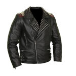Edgy Black Leather Studded Biker Jacket