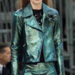 Emily Green Metallic Biker Leather Jacket