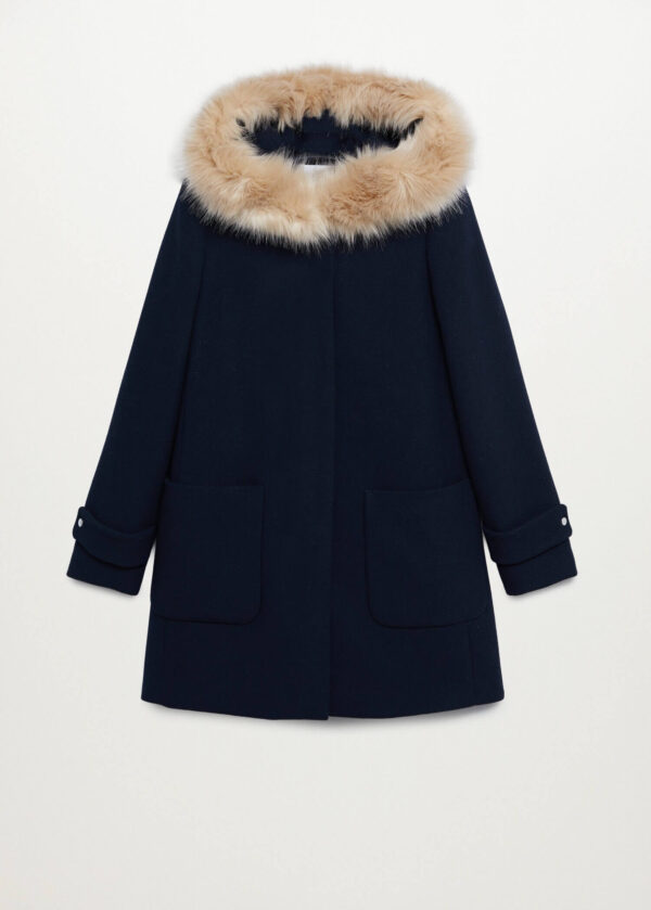 Faux Fur Black Hooded Coat