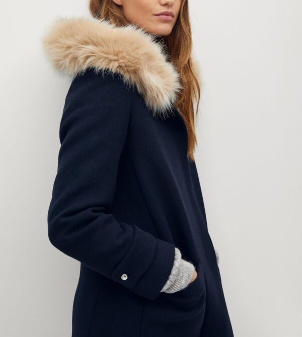 Faux Fur Black Hooded Coat