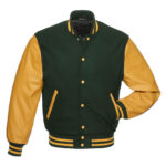 Forest Green and Golden Varsity Letterman Jacket