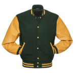 Forest Green and Golden Varsity Letterman Jacket