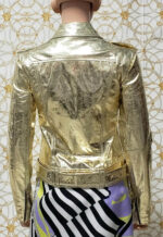 GOLD METALLIC LEATHER BIKER JACKET