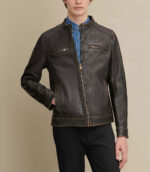 Gabe Leather Jacket with Patches