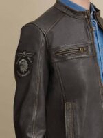 Gabe Leather Jacket with Patches