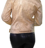 Gold Metallic Textured Leather Jacket