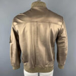 Gold Metallic Vintage Leather Bomber Style Jacket