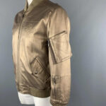 Gold Metallic Vintage Leather Bomber Style Jacket