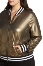 Gold Nikki Bomber Metallic Leather Jacket