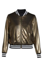 Gold Nikki Bomber Metallic Leather Jacket