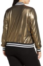 Gold Nikki Bomber Metallic Leather Jacket