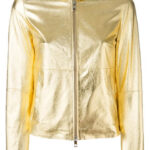 Gold Tone Metallic Women Fashion Leather Jacket