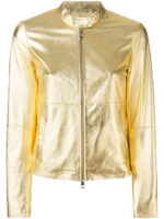 Gold Tone Metallic Women Fashion Leather Jacket
