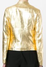 Gold Tone Metallic Women Fashion Leather Jacket