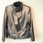 Golden Metallic Biker Leather Jacket