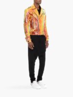 Golden Metallic Leather Biker Jacket with Hologram Effect