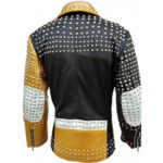 Golden Studded Biker Leather Jacket