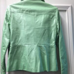 Green Metallic Leather Biker Jacket