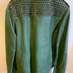 Green Silver Studded Leather Jacket