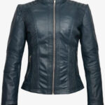Greenish Slimfit Biker Leather Jacket