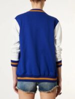 M Varsity Letterman Blue Wool Leather Jacket