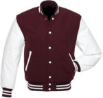 Maroon & White Varsity Letterman baseball jacket