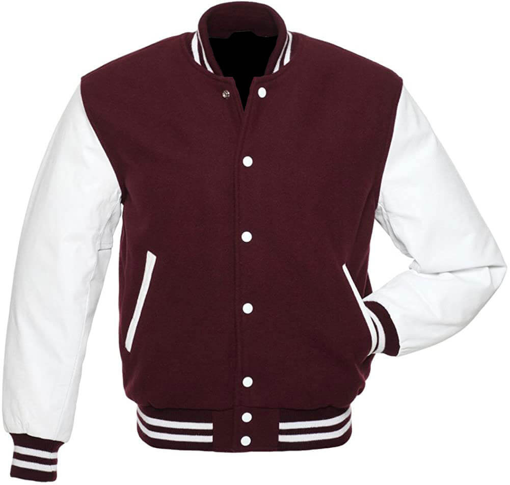 Maroon & White Varsity Letterman baseball jacket - Maker of Jacket