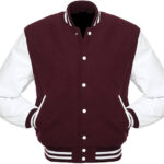 Maroon & White Varsity Letterman baseball jacket