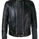 Black Bomber Leather Biker Jacket