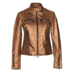 Metallic Brown Fashion Women's Leather Jacket
