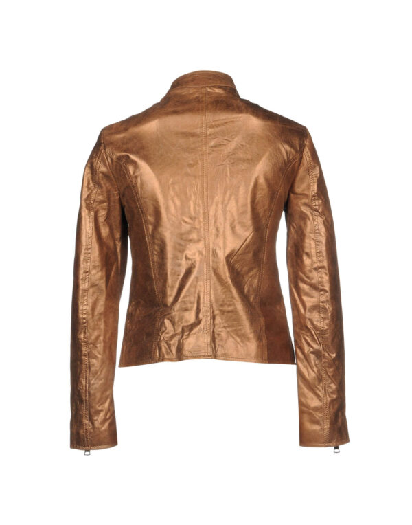 Metallic Brown Fashion Women's Leather Jacket