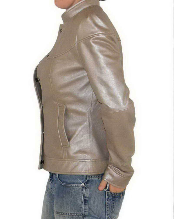 Metallic Brown Leather Women's Jacket