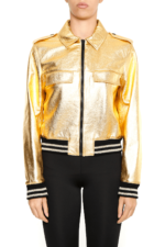 Metallic Golden Leather Women's Jacket