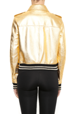 Metallic Golden Leather Women's Jacket