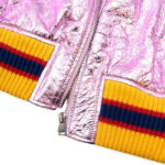 Metallic Pink Embroidered Bomber Jacket
