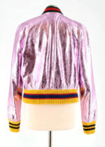 Metallic Pink Embroidered Bomber Jacket