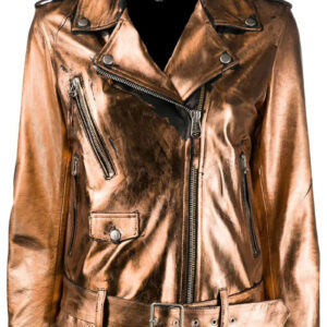 Metallic Sheen Leather Biker JacketMetallic Sheen Leather Biker Jacket