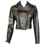 Metallic Suede Leather Biker Jacket