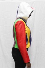 Multi-Color Hooded Leather Jacket