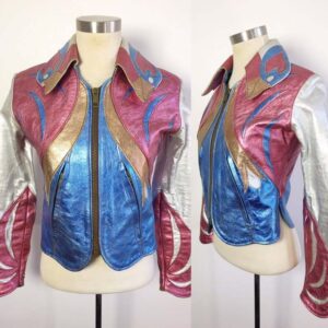 Multi Color Metallic Parrot Vintage Leather Jacket