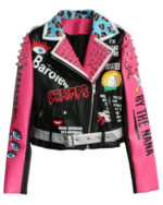 Multi Color Studded Biker Leather Jacket