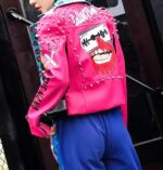 Multi Color Studded Biker Leather Jacket