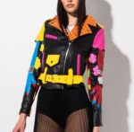 Multi-Color Studded Biker Leather Jacket