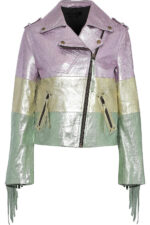 MultiColor Fringed Metallic Leather Biker jacket
