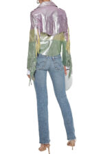 MultiColor Fringed Metallic Leather Biker jacket