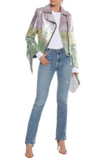 MultiColor Fringed Metallic Leather Biker jacket