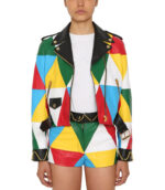 Multi color Biker Leather Women's Jacket